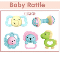 5Pcs Premium Baby Animal Rattles & Teether Set - Assortment