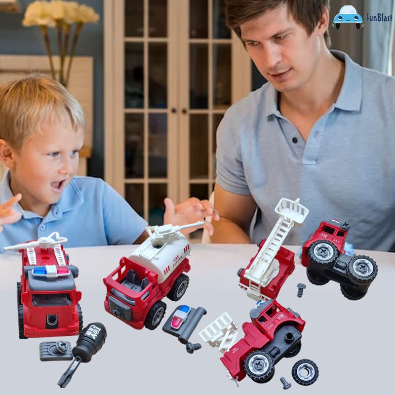 DIY 4Pcs Fire Rescue Screw Vehicle