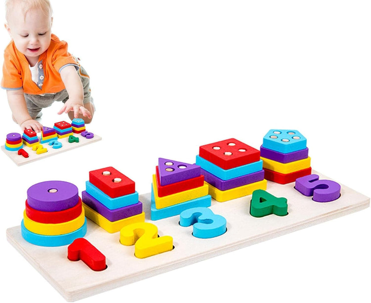 2in1 Wooden Shape & Numbers Learning Board