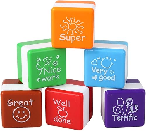 6Pcs Mini Self Inking Reward Stamp Set