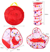 3in1 Foldable Tunnel Tent House - Red