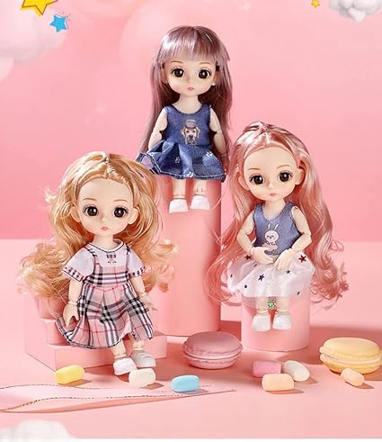 6* Inches Premium Quality Movable Joints Dolls Set- 3Pcs