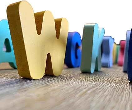 Wooden Capital Letters A-Z With Shapes Board