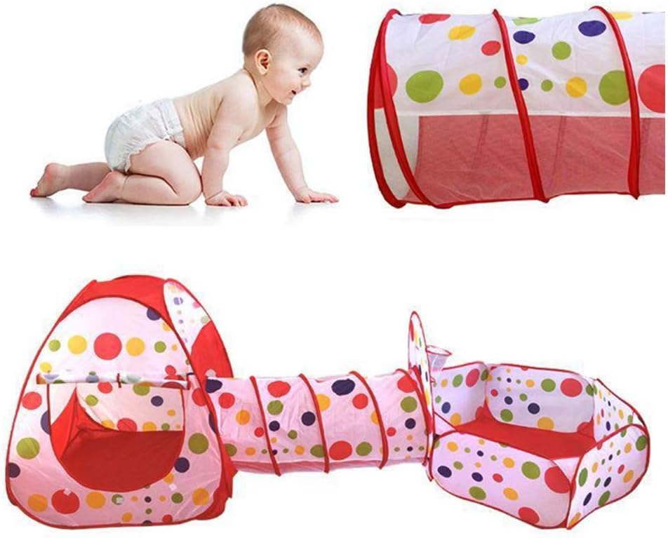3in1 Foldable Tunnel Tent House - Red