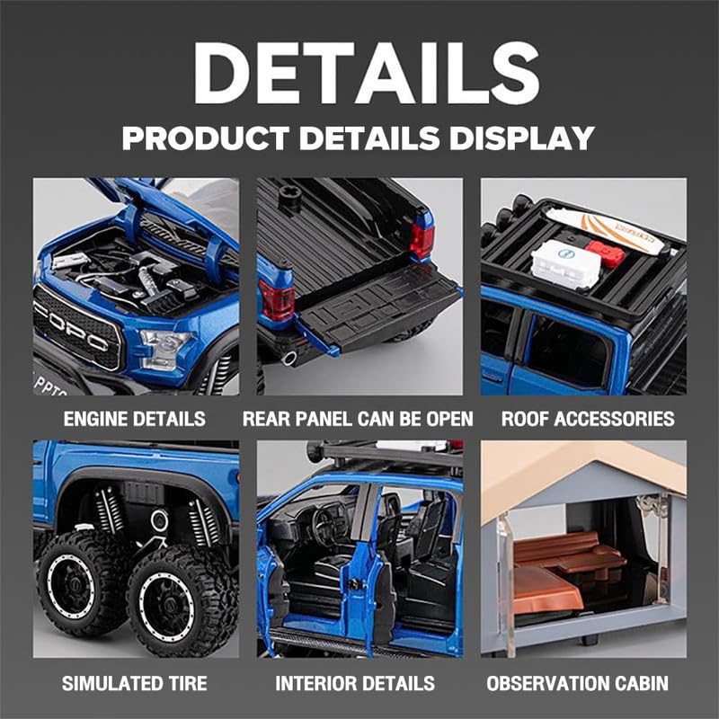 1:24 Diecast Ford Raptor F150 Camping Truck