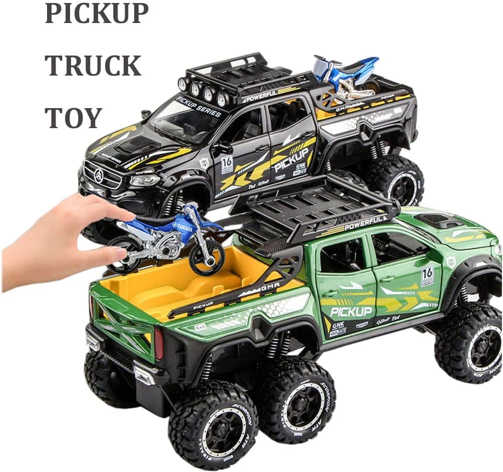 1:24 Diecast Mercedes X-Class 6X6 Pickup Truck With Mini Bike