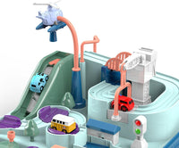 Manual Mechanical Car Adventure Track Set - 4Pcs Assorted Cars