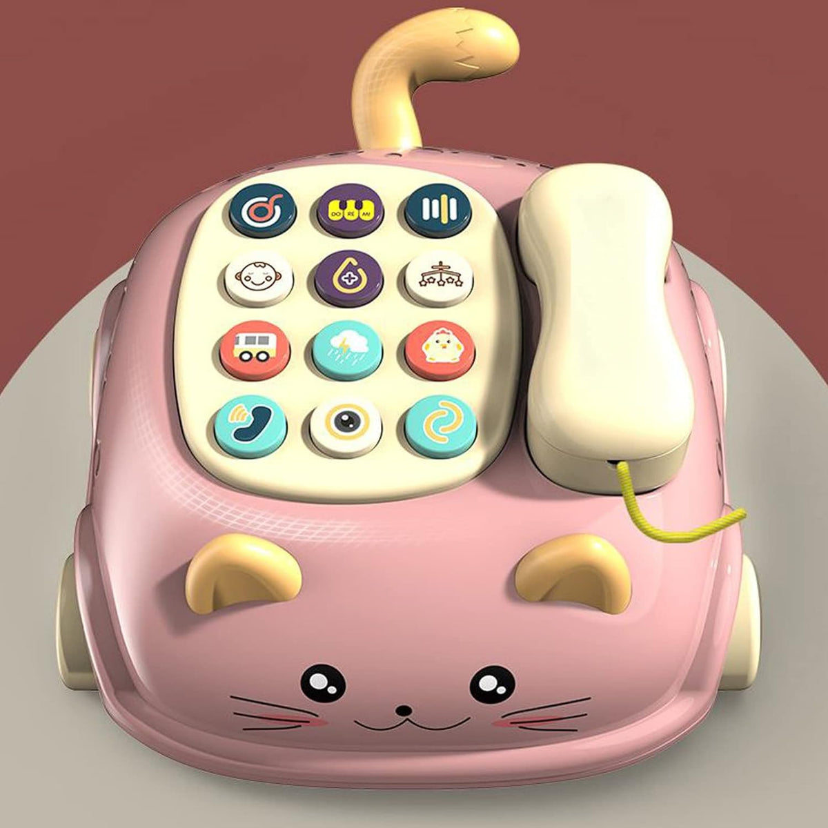 Cat Design Pull Along Musical Telephone Car For Kids