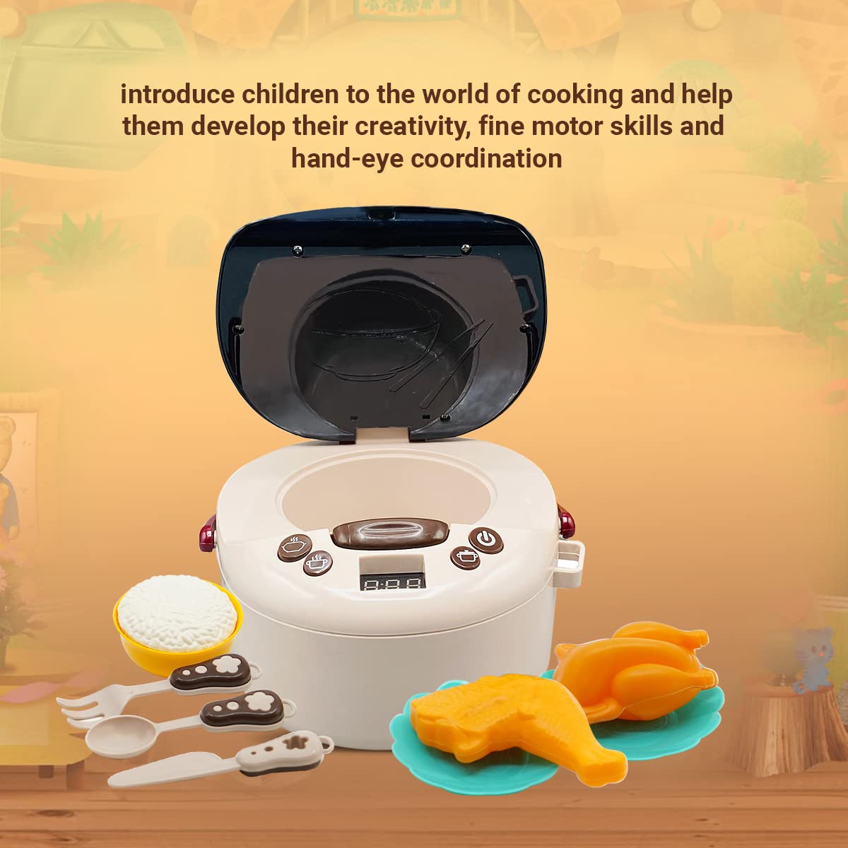 11Pcs Pretend Play Mini Rice Cooker Set With Smoke