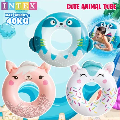 INTEX 33"x30" Cute Animal  Kids Swimming Ring Tube - Assortment