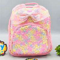 7.5* Inches Girls Fancy Bow Backpack - Light Pink