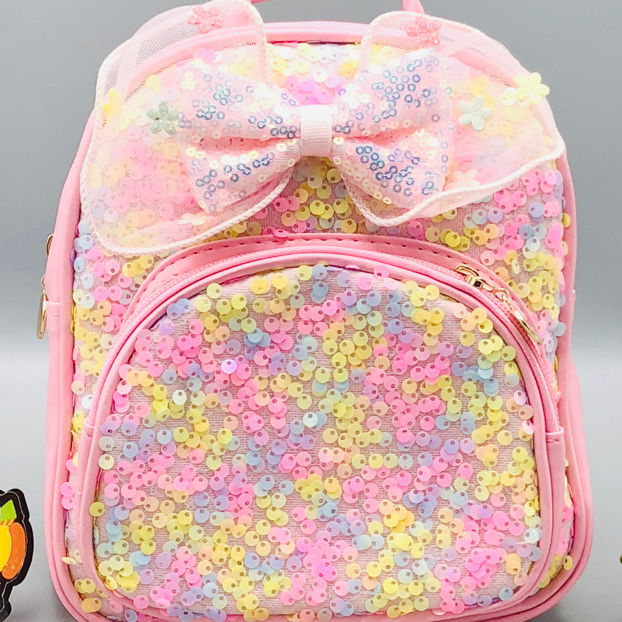 7.5* Inches Girls Fancy Bow Backpack - Light Pink