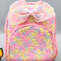 7.5* Inches Girls Fancy Bow Backpack - Light Pink