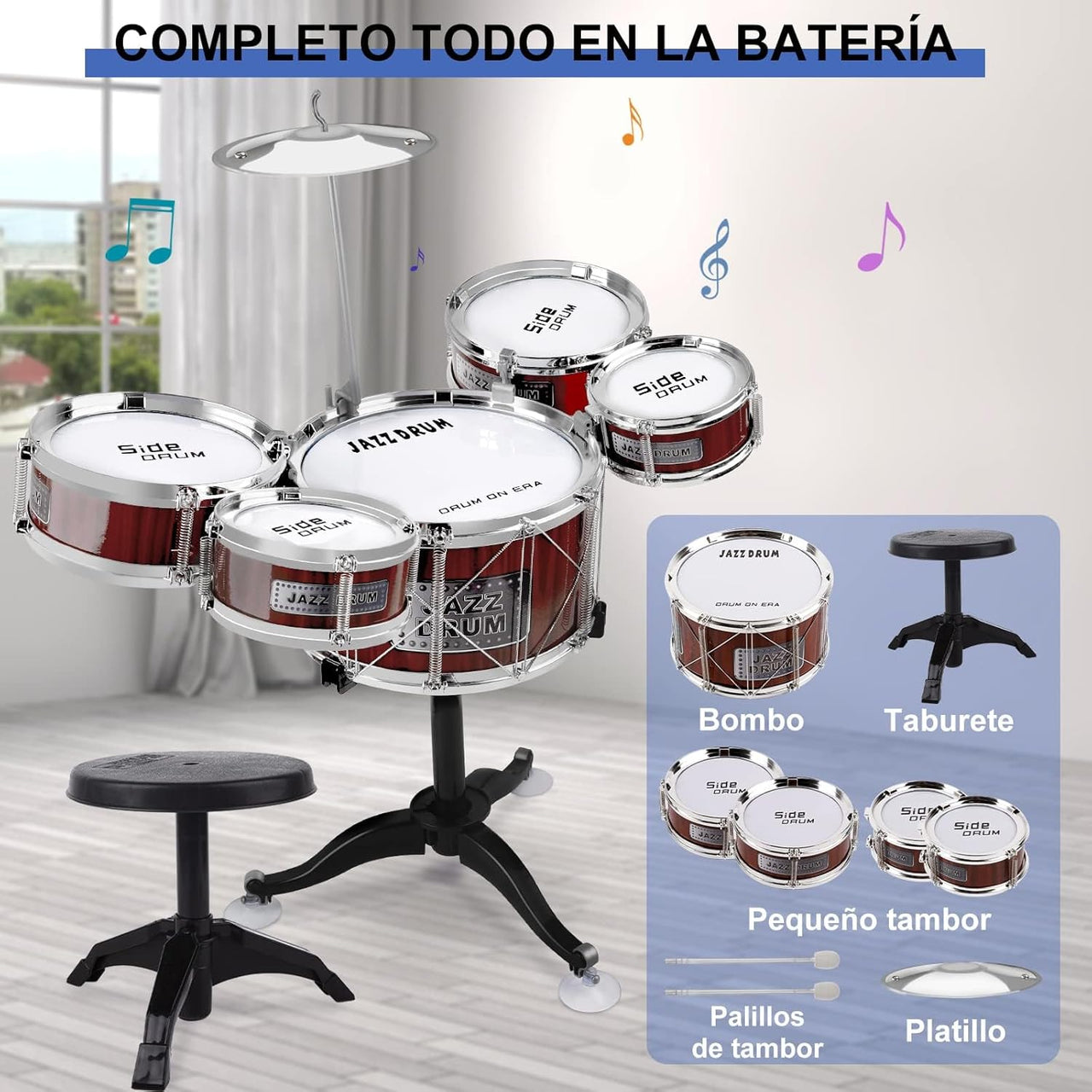 63cm Kids Music Jazz Drums With Instruments