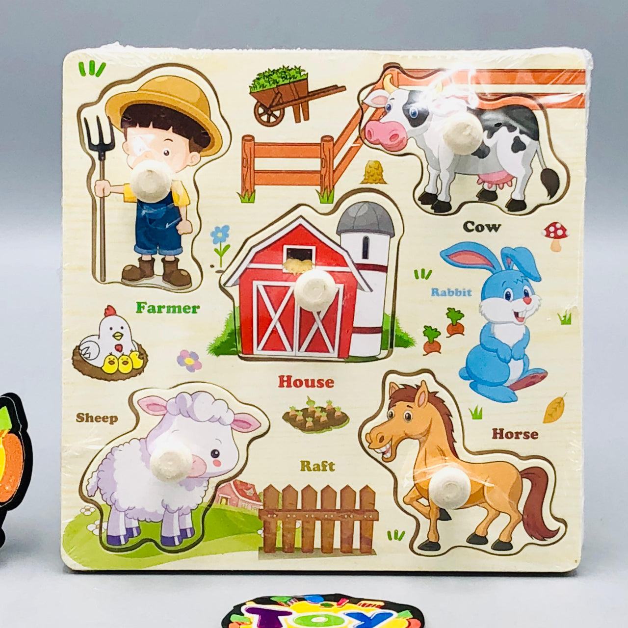 Wooden Farm Themed Puzzle Board With Knobs