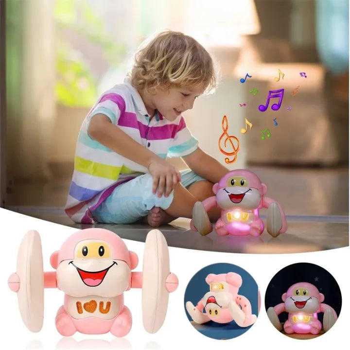 Electric Tumbling Monkey With Light & Music - Pink