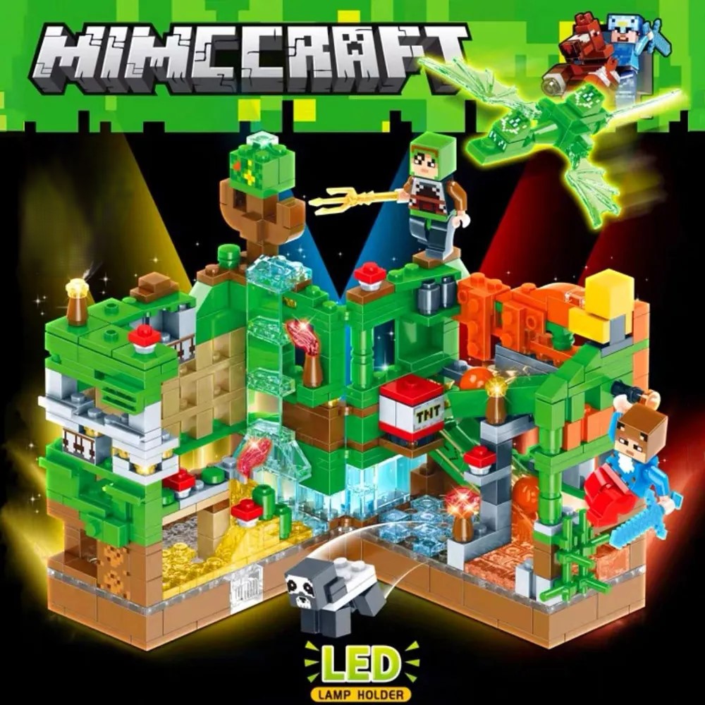 DIY Minecraft Lego Brick Set With LED Lamp Holder