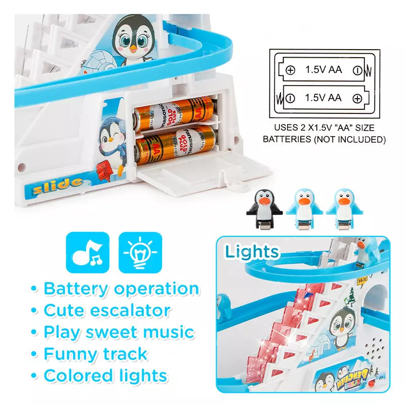Electric Penguin Slide Racing Track Set With Light & Music