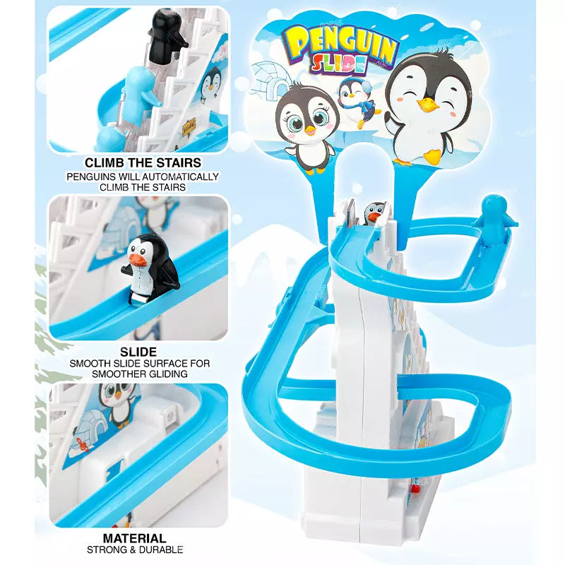 Electric Penguin Slide Racing Track Set With Light & Music