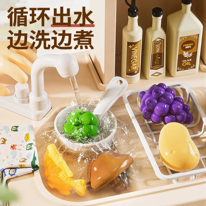 93Pcs Large Pretend Play Kitchen With Light & Sound - Green