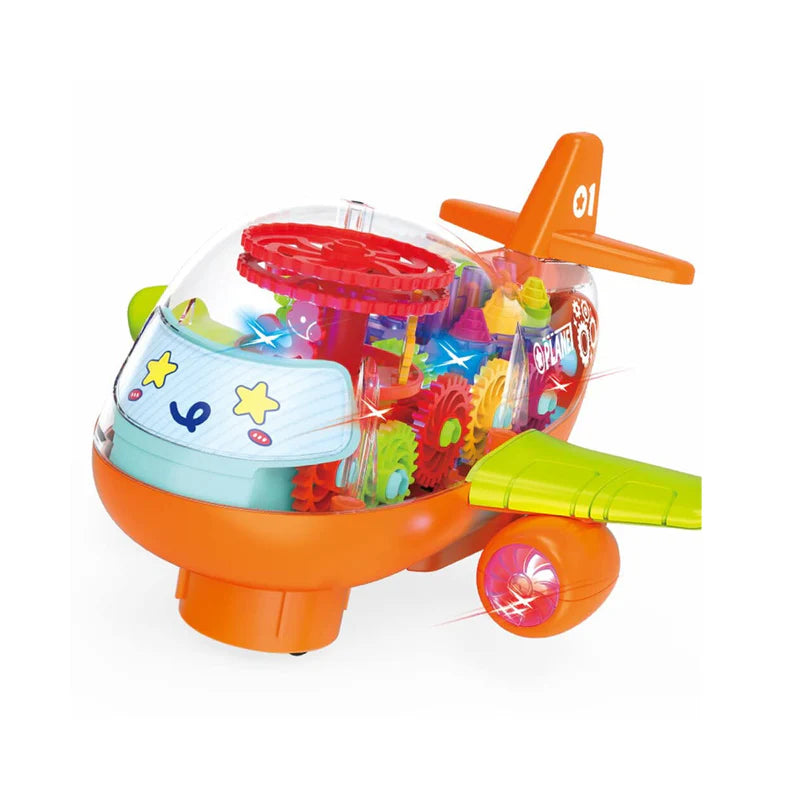 Electric Transparent Gear Air-plane Toy