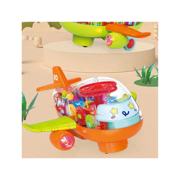 Electric Transparent Gear Air-plane Toy