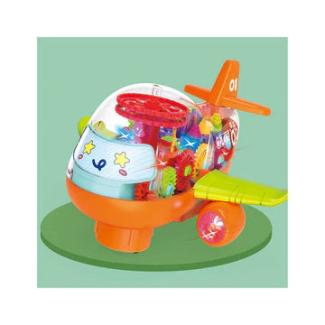 Electric Transparent Gear Air-plane Toy