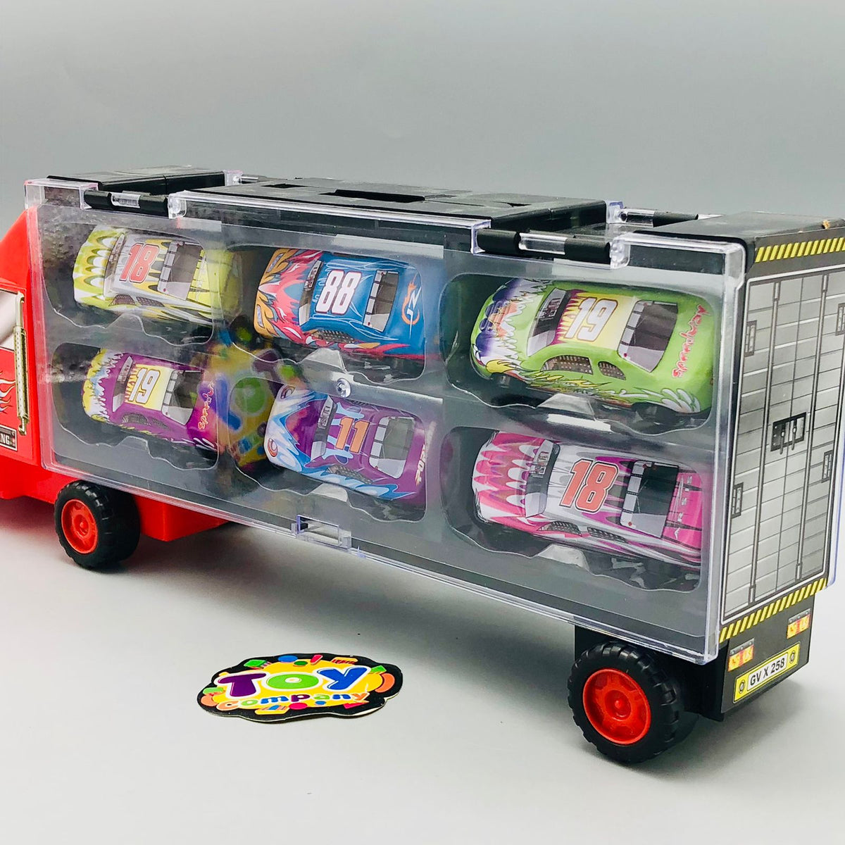 Inertial Transport Truck With 6Pcs Diecast Cars