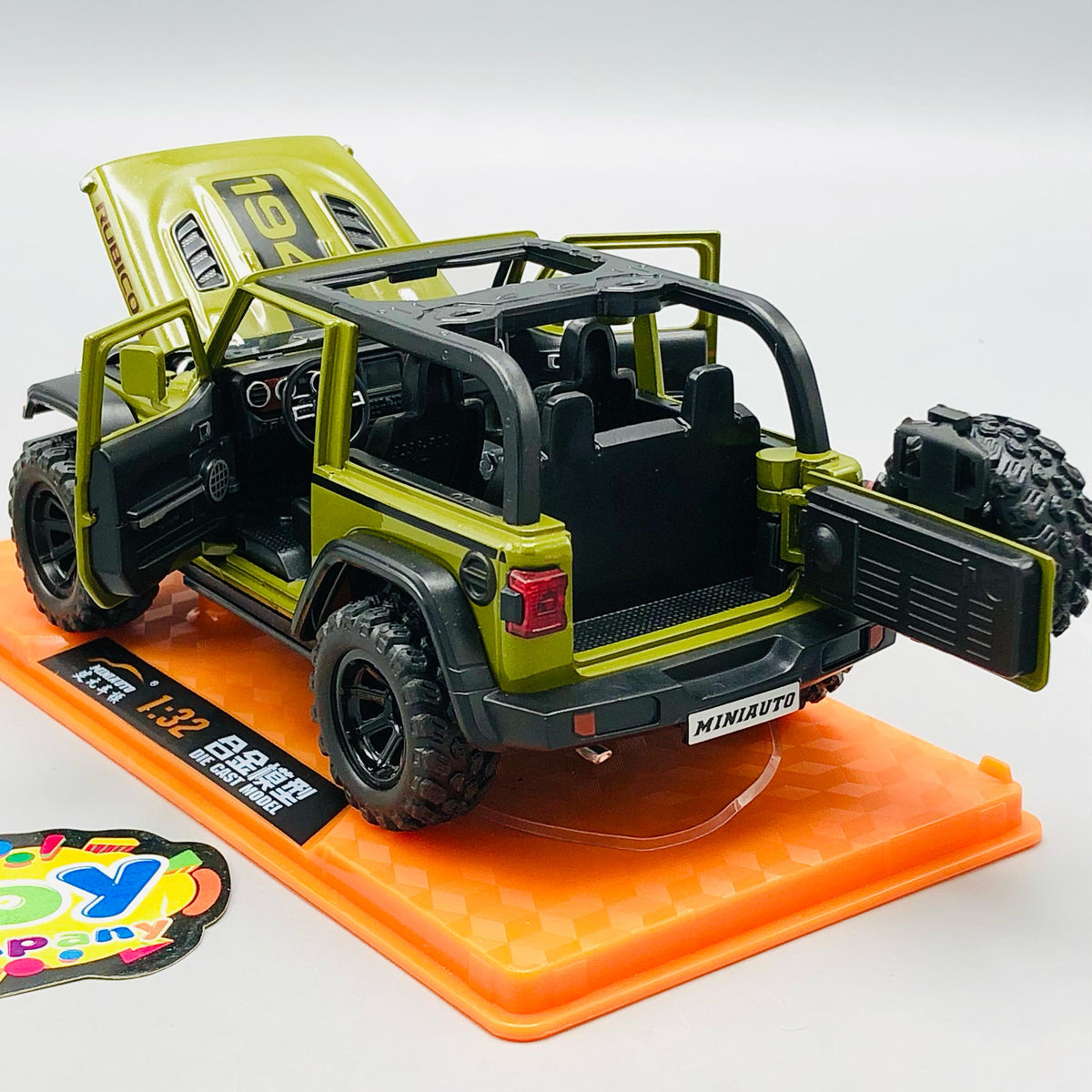 1:32 Diecast Rubicon Jeep With Acrylic Display Box - Green