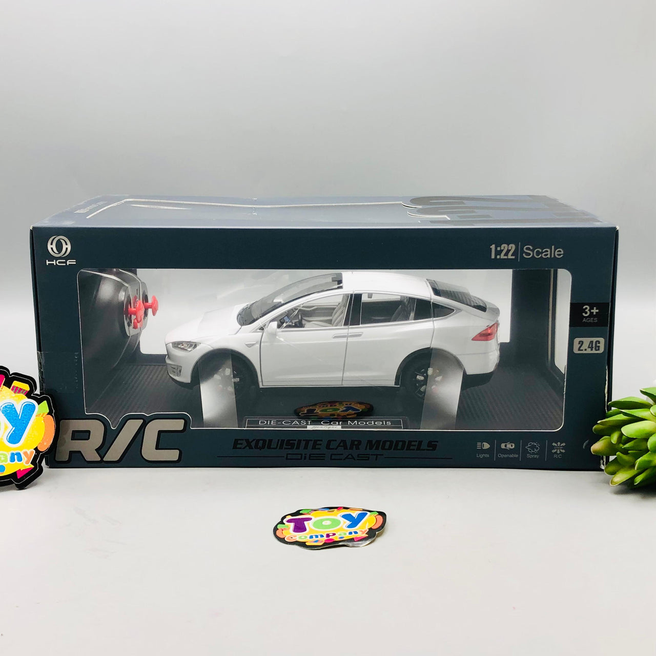 1:22 RC Diecast Tesla X Model Car With Smoke