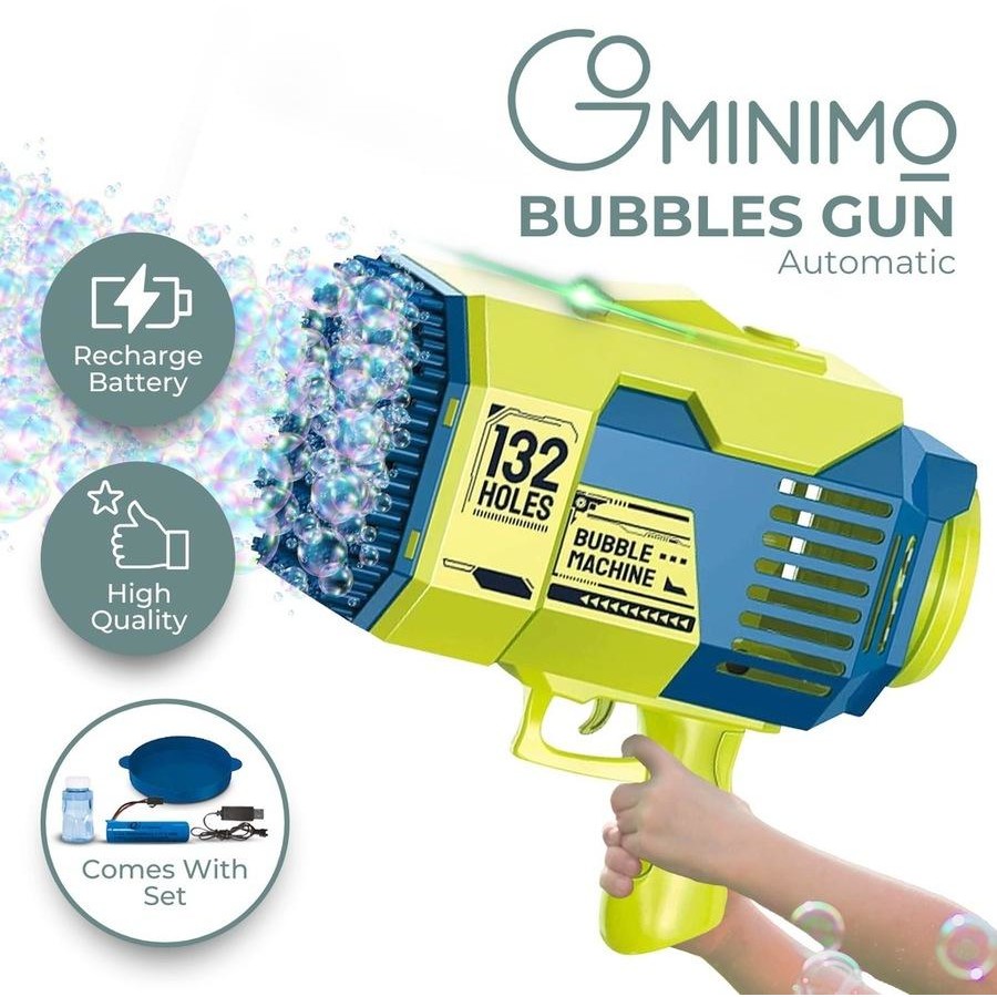 132 Holes Rechargeable Rocket Colorful Bubble Gun