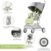 Premium Foldable M9 Baby Stroller Pocket Cart - Gray