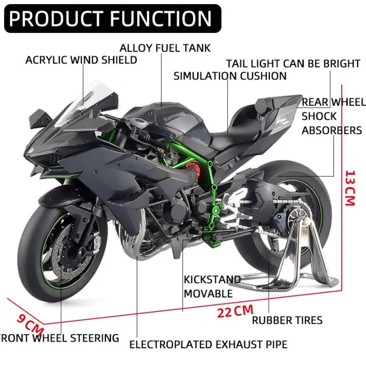 1:9 Diecast Kawasaki Ninja H2R Model Bike