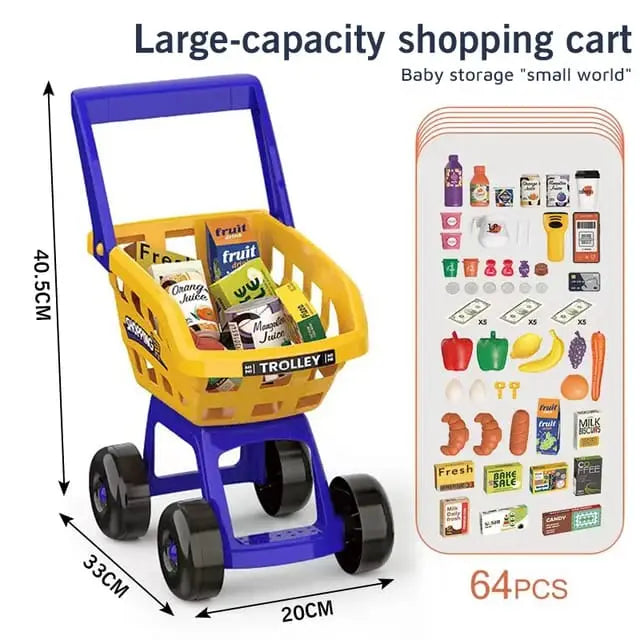 64Pcs Pretend Play Cash Register Super Market Toy
