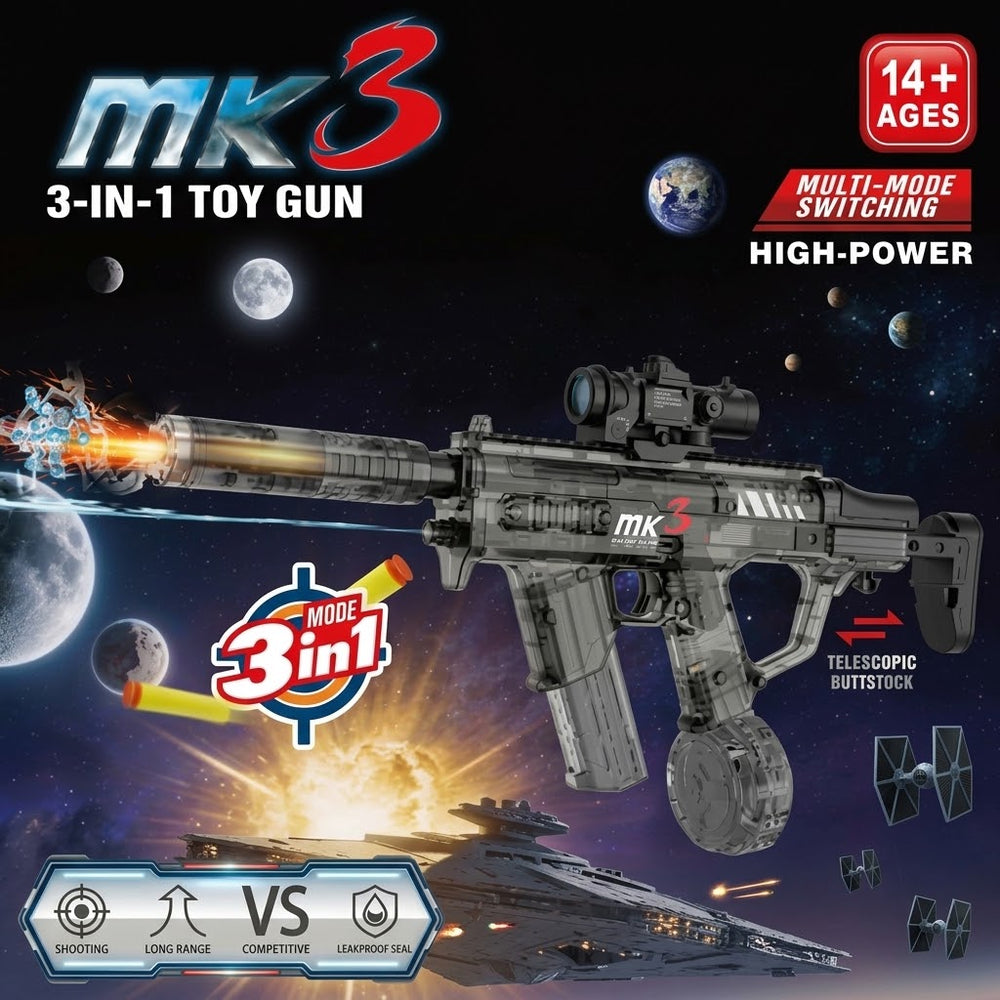 3in1 Electric MK3 Soft Bullet & Gel Blaster Shooting Gun