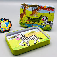Jigsaw Wood Puzzle Pieces With Iron Box - Assortment