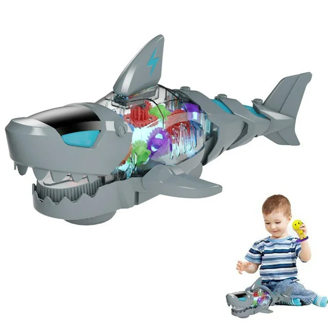 Transparent Gear Robot Shark With Light & Music