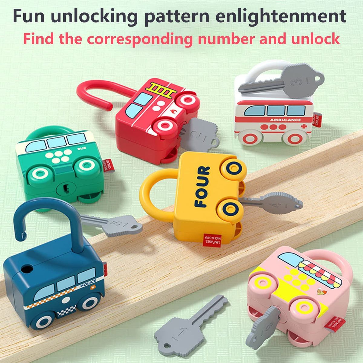 6Pcs Unlock Cars Push Toy with Keys