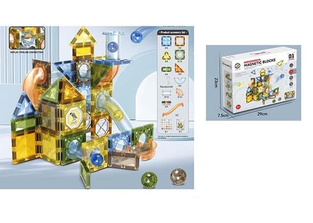 68Pcs DIY Ball Bearing Magnetic Tiles Building Blocks