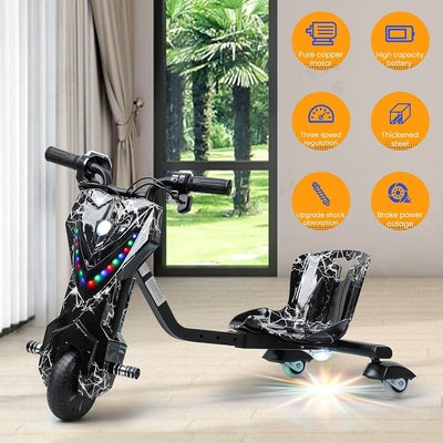 Electric Drifting Scooter With Bluetooth Music & Lights - Black
