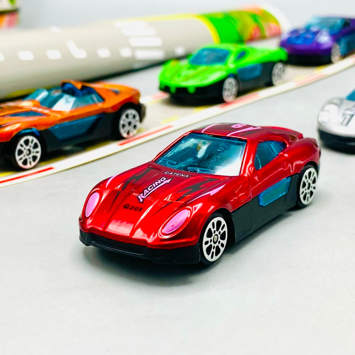 6Pcs Alloy Mini Pullback Cars With Road Map