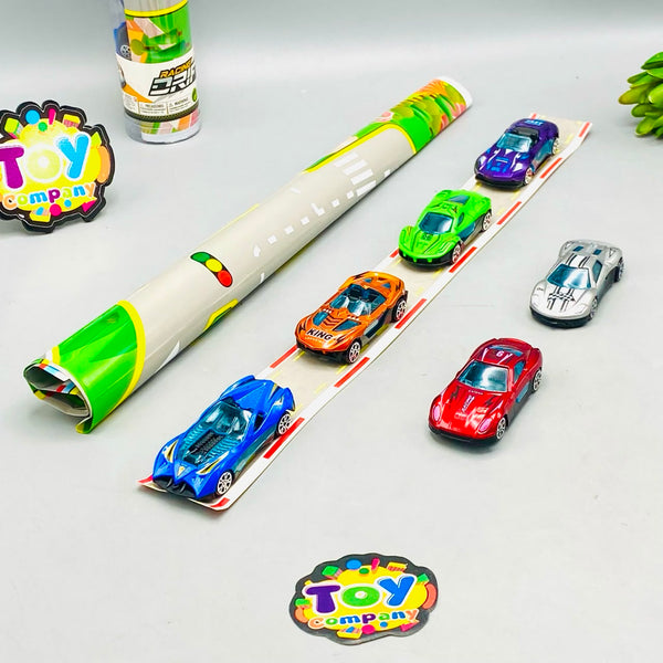 6Pcs Alloy Mini Pullback Cars With Road Map