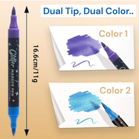 6Pcs Duel Tip Glitter Marker Pen