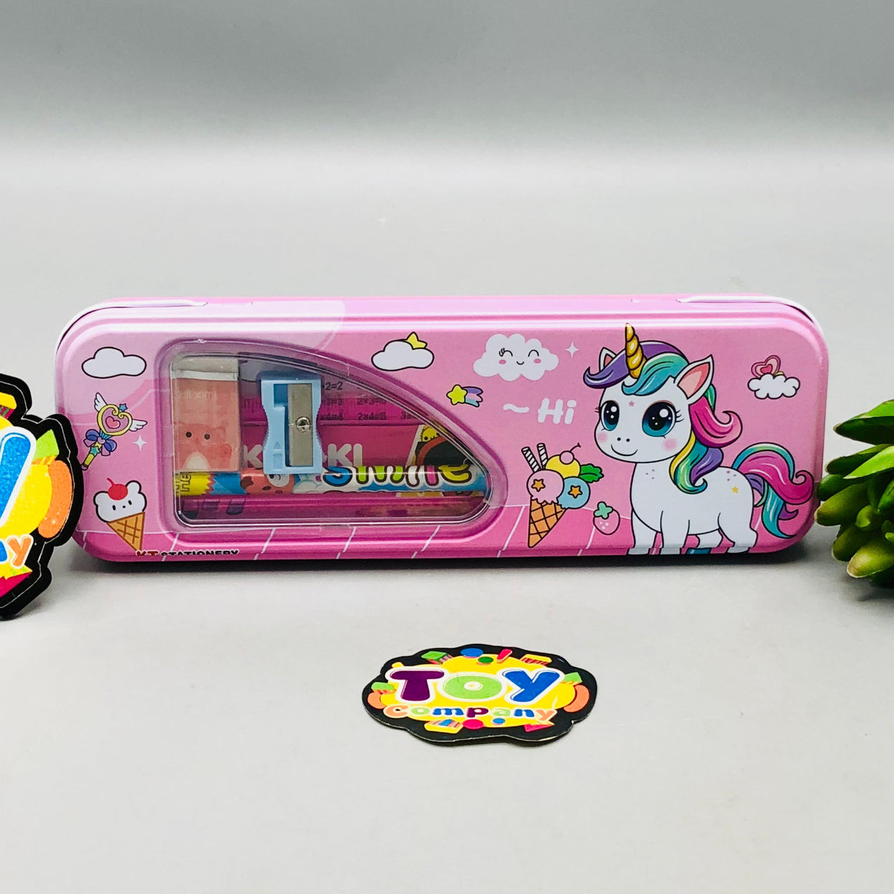 6Pcs Mini Unicorn Themed Tin Geometry Box