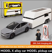 1:24 Diecast Tesla Model X With Trailer & Miniature