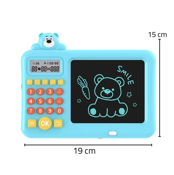 Rechargeable 2in1 Kids LCD Tablet With Calculator - Blue