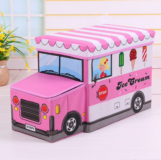 Kids Foldable Storage Box - Ice Cream Car Pink