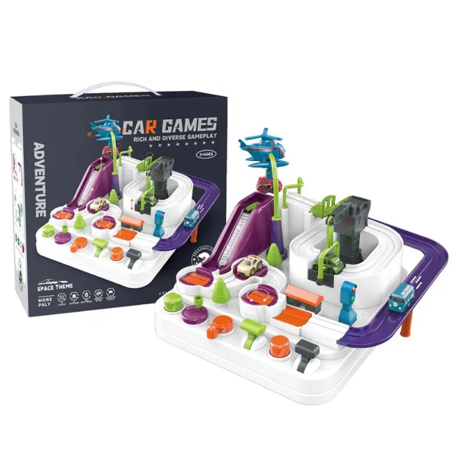 Manual Adventure Car Track Set - 2 Assorted Cars