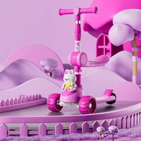 Rabbit Design Foldable Kids Scooter With LED Lights - Pink