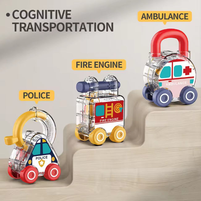 3Pcs Montessori Lock & Key Cars